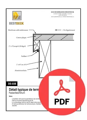 Dessin technique pour installation d'une membrane de PVC