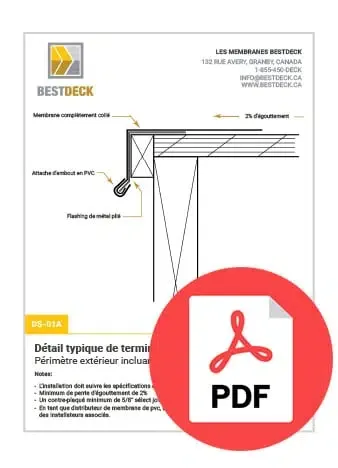Dessin technique de l'installation d'une membrane de PVC