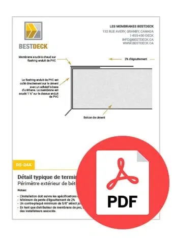 Dessin technique de l'installation d'une membrane de PVC