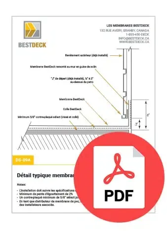Dessin technique de l'installation d'une membrane de PVC