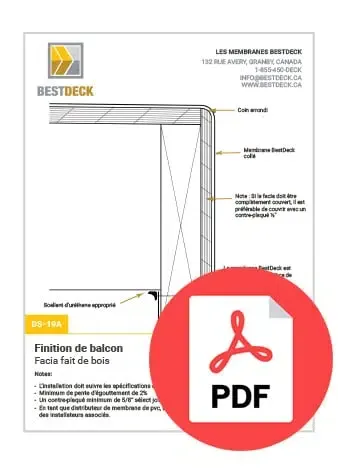 Dessin technique de l'installation d'une membrane de PVC