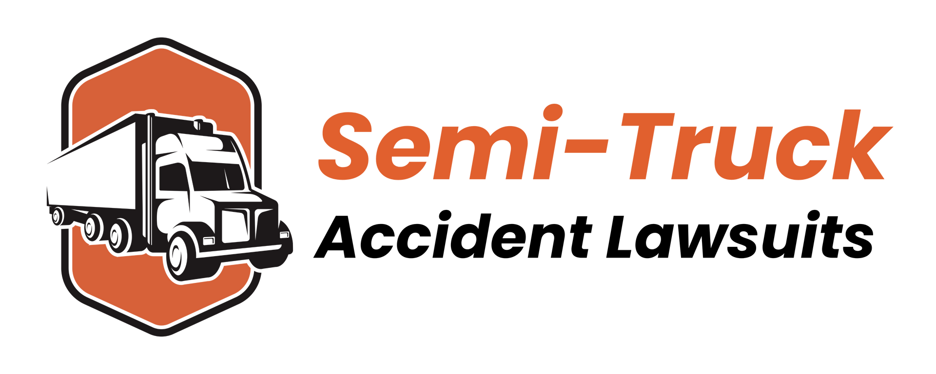 Logo: Semi-truck within a hexagon, orange and black. Text: