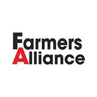 The farmers alliance logo is black and red on a white background.