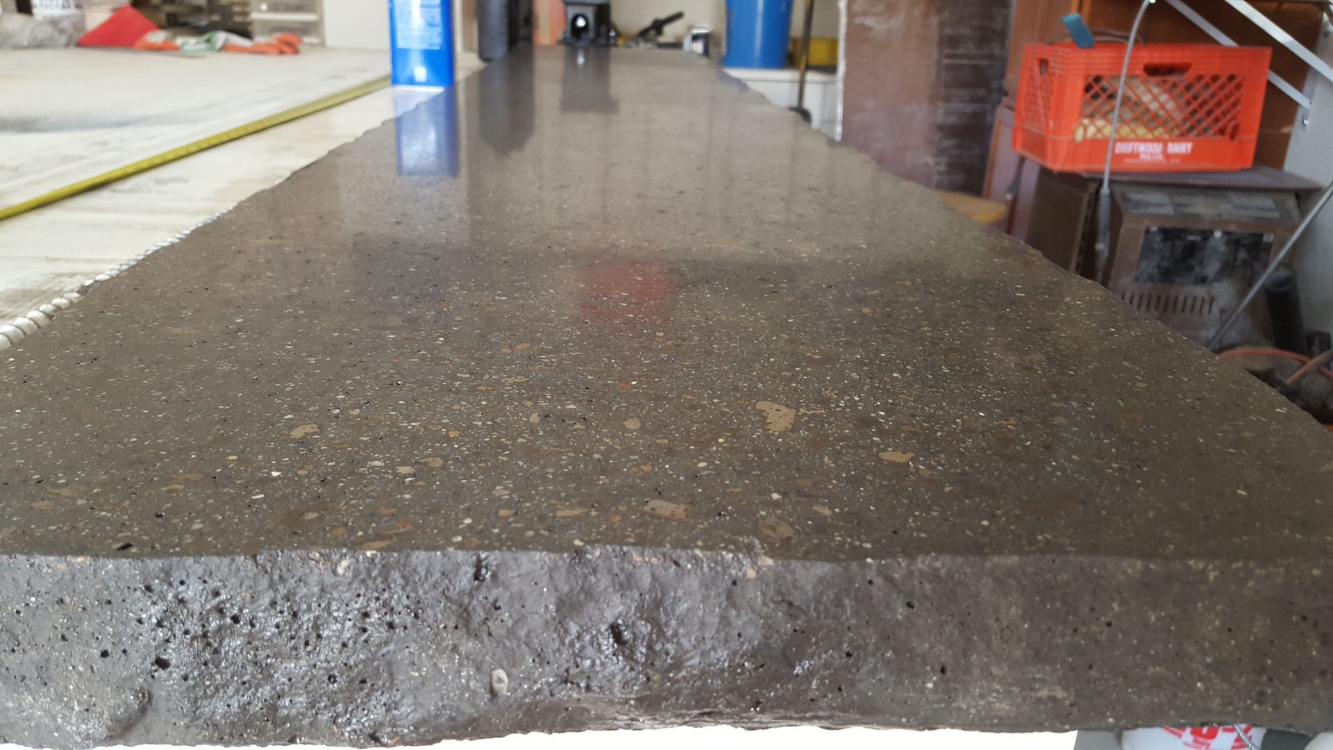 A large piece of concrete is sitting on a table