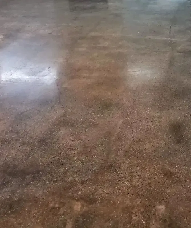 a close up of a polished stained concrete floor in a room in La Quinta CA.