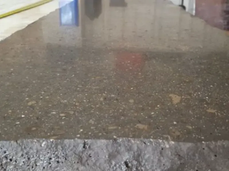 a close up of a polished concrete counter top in a kitchen in Palm Springs CA.