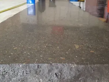 a close up of a custom concrete table in Yucca Valley, South California.