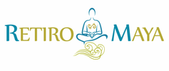 A logo for retiro maya with a person in a lotus position