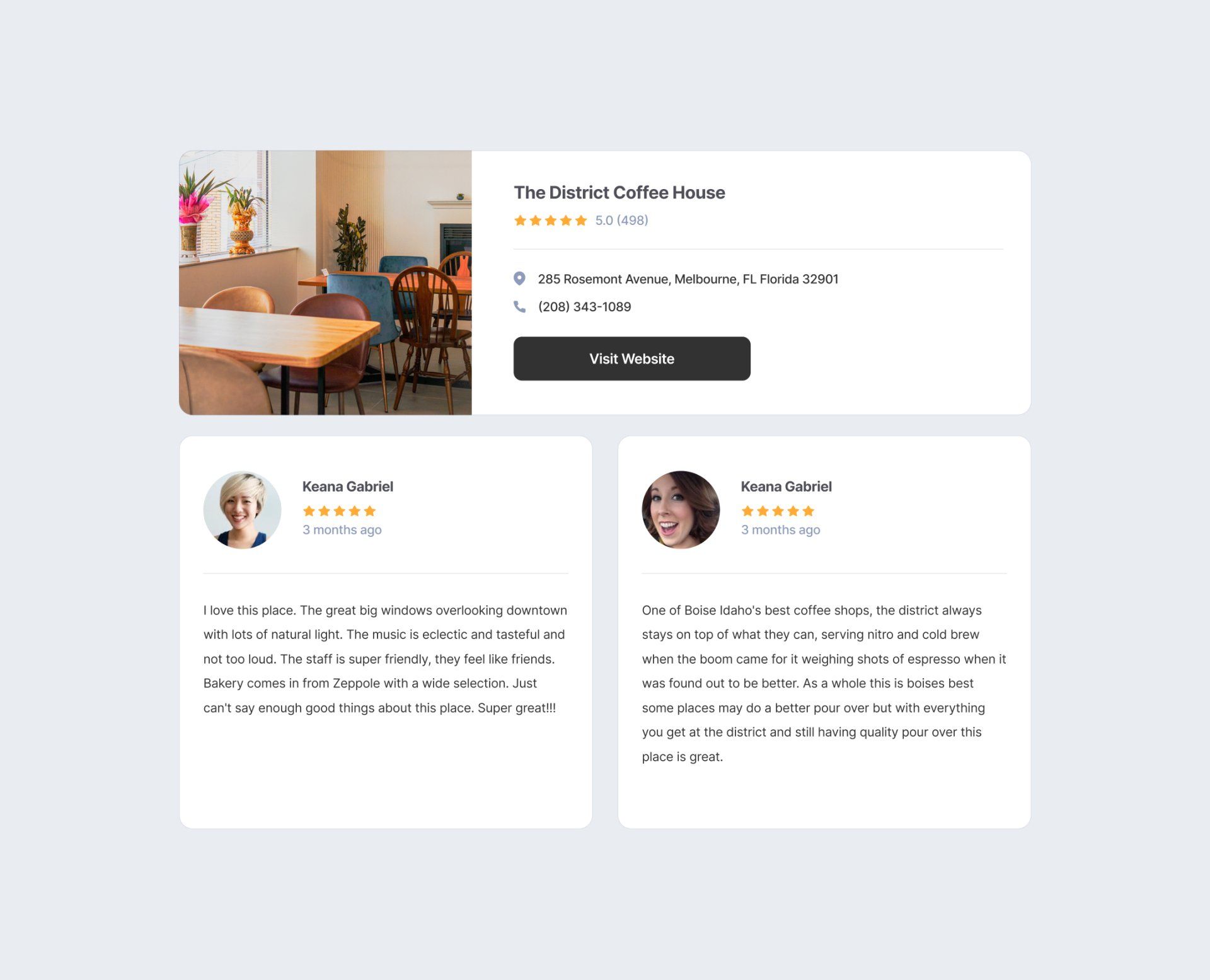 A screenshot of a website with a picture of a table and chairs.