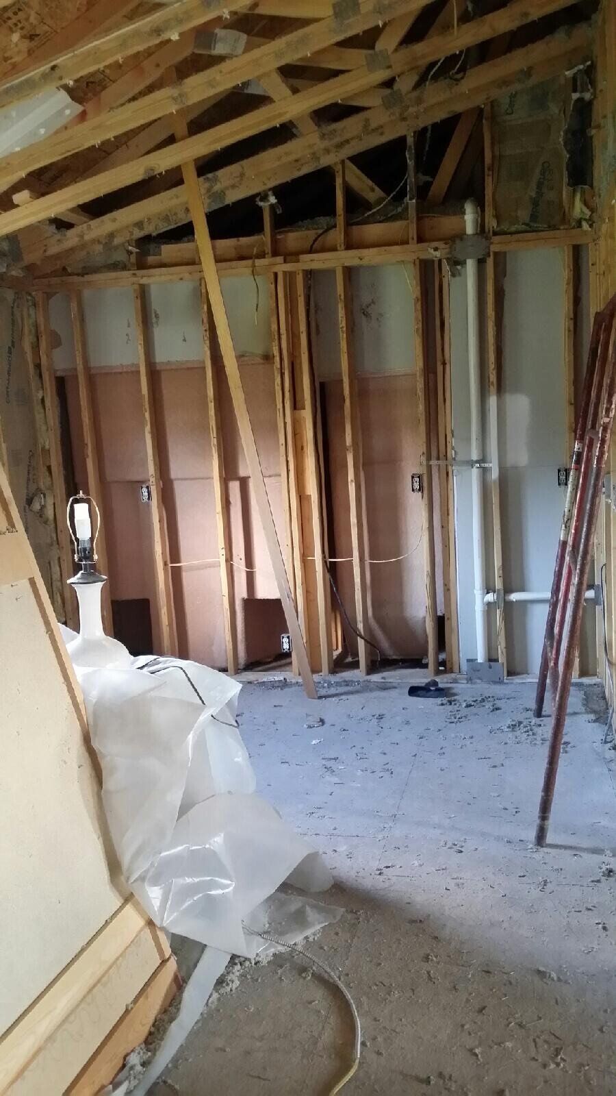 There is a ladder in the middle of the room.