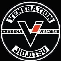 A black and white logo for veneration jiu jitsu in wisconsin
