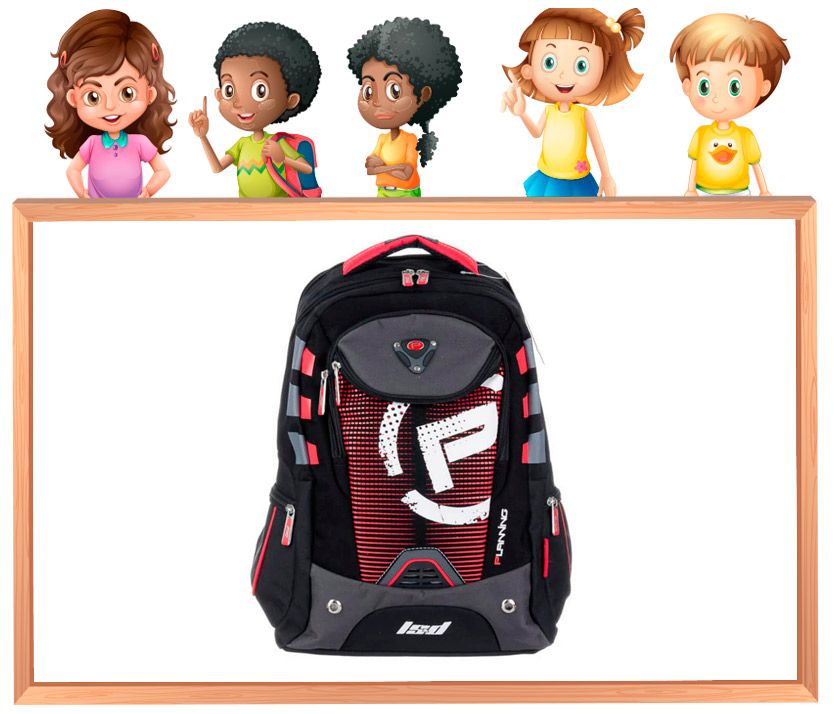 mochila negra y roja.