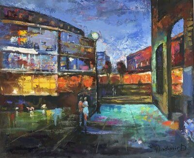 Downtown Greenville at Night 19x22 – Art Gallery in Greenville, SC
