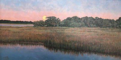 “Moonlight Marsh” by Michael Story Limited Edition print 16×32 — art prints Greenville, SC