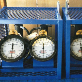 a row of blue boxes with clocks on them one of which says ' lmf ' on it