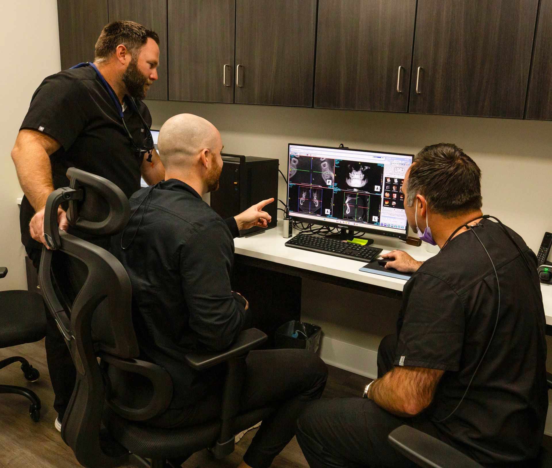 Southern Magnolia Dental logo in white on a blue background; a floral design and tagline.