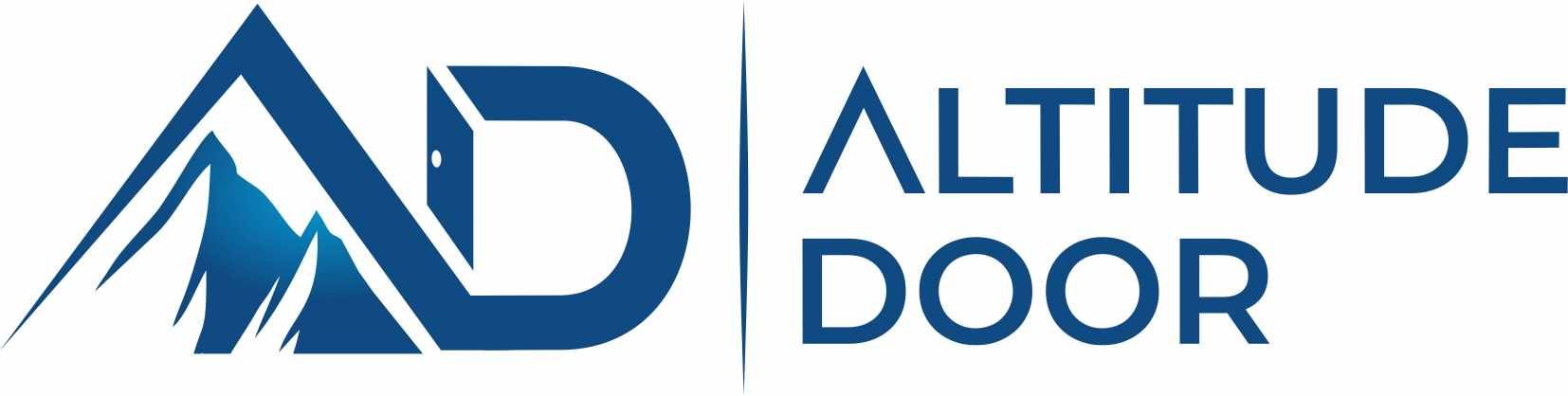 Logo with stylized AD initials with mountain graphic, next to 