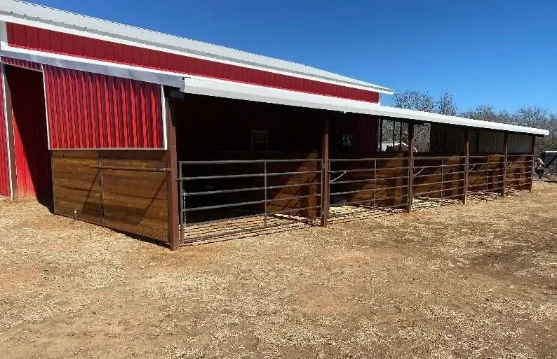 There is a carport in the backyard of a house.