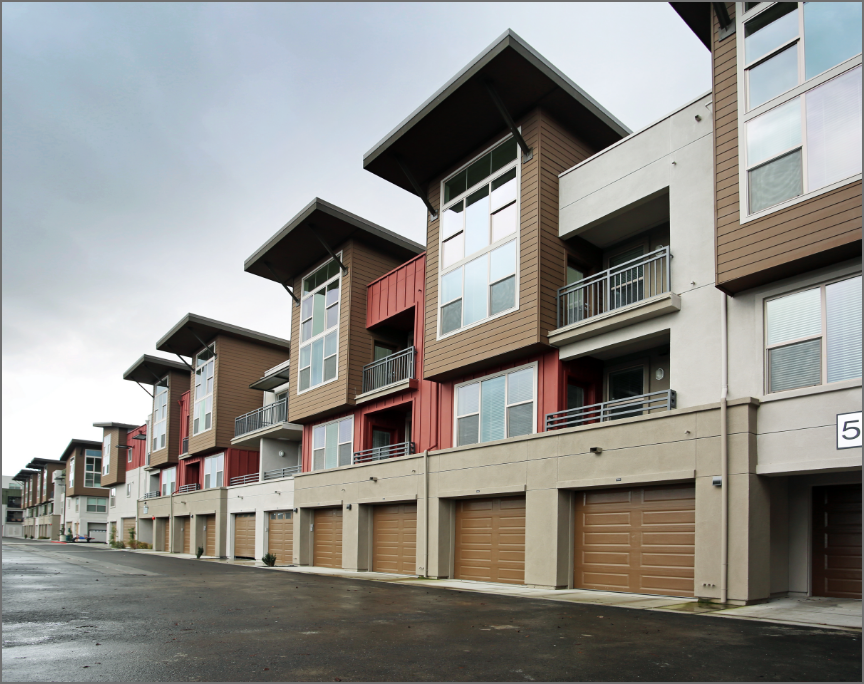 Exterior building shot of Aspire Apartments.