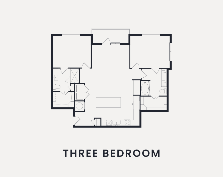 Floor plan image of a third bedroom apartment.