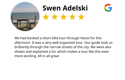 A google review of a short bike tour through hanoi