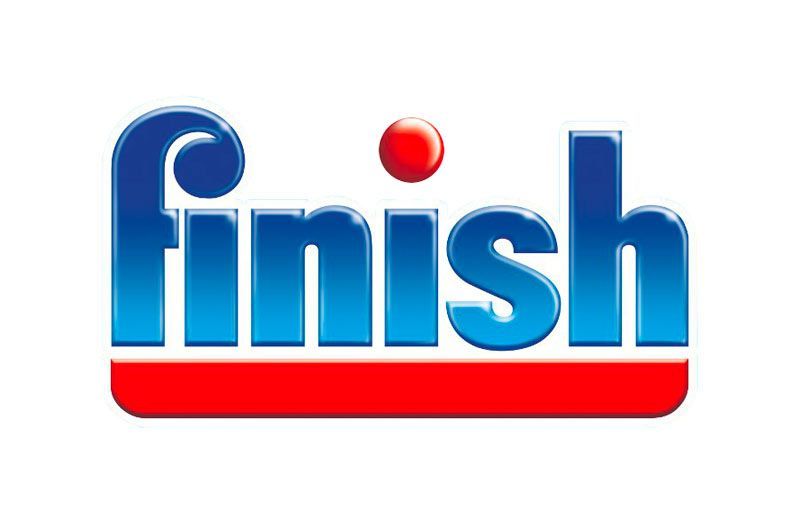 Completa il logo del marchio con testo blu, punto rosso e sottolineatura.