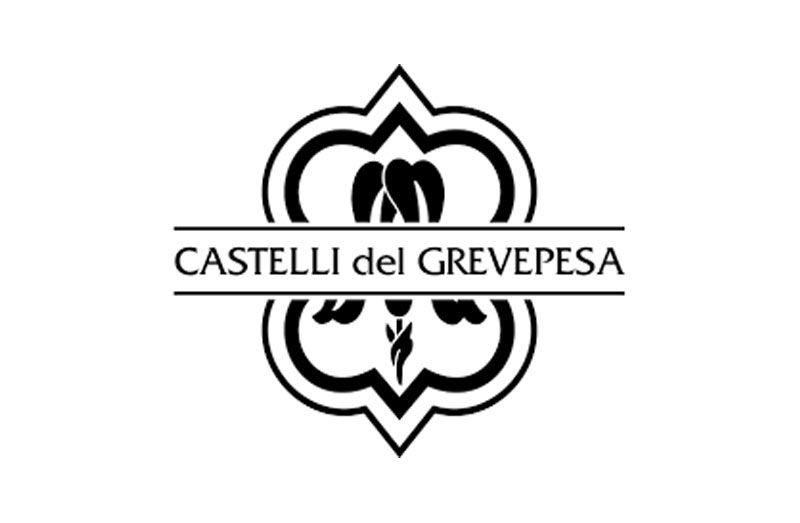 Castelli del Grevepesa logo: Black ornate floral design with text