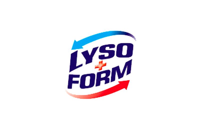 Logo Lysoform con frecce blu e rosse che circondano il testo.