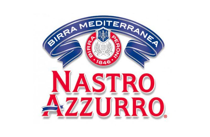 Logo for Nastro Azzurro beer, with text 