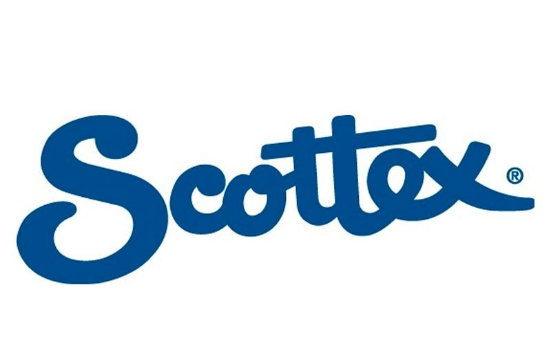 Logo Scotttex in caratteri blu.