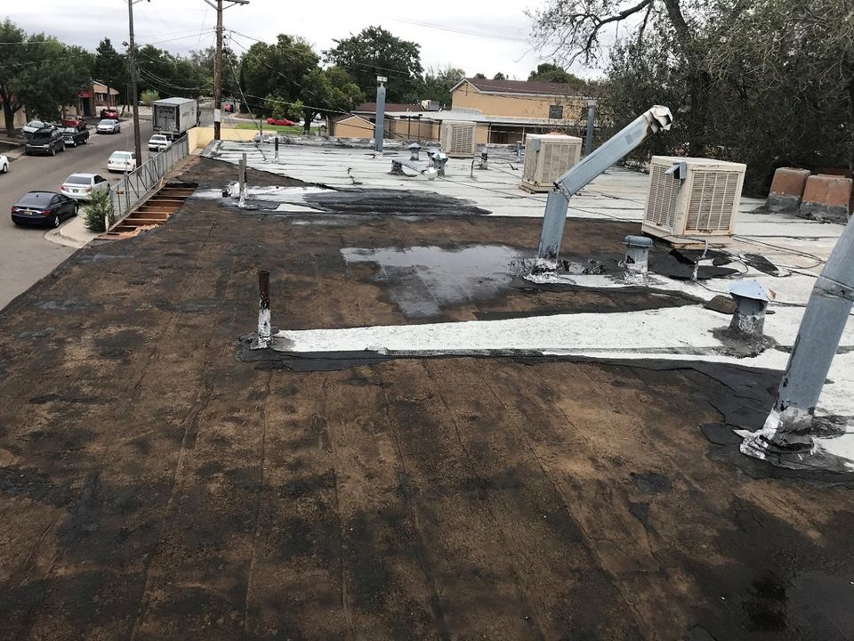 Wind damage on a local flat roof