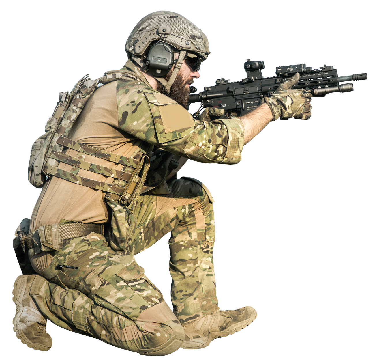 Soldier holding assault rifle