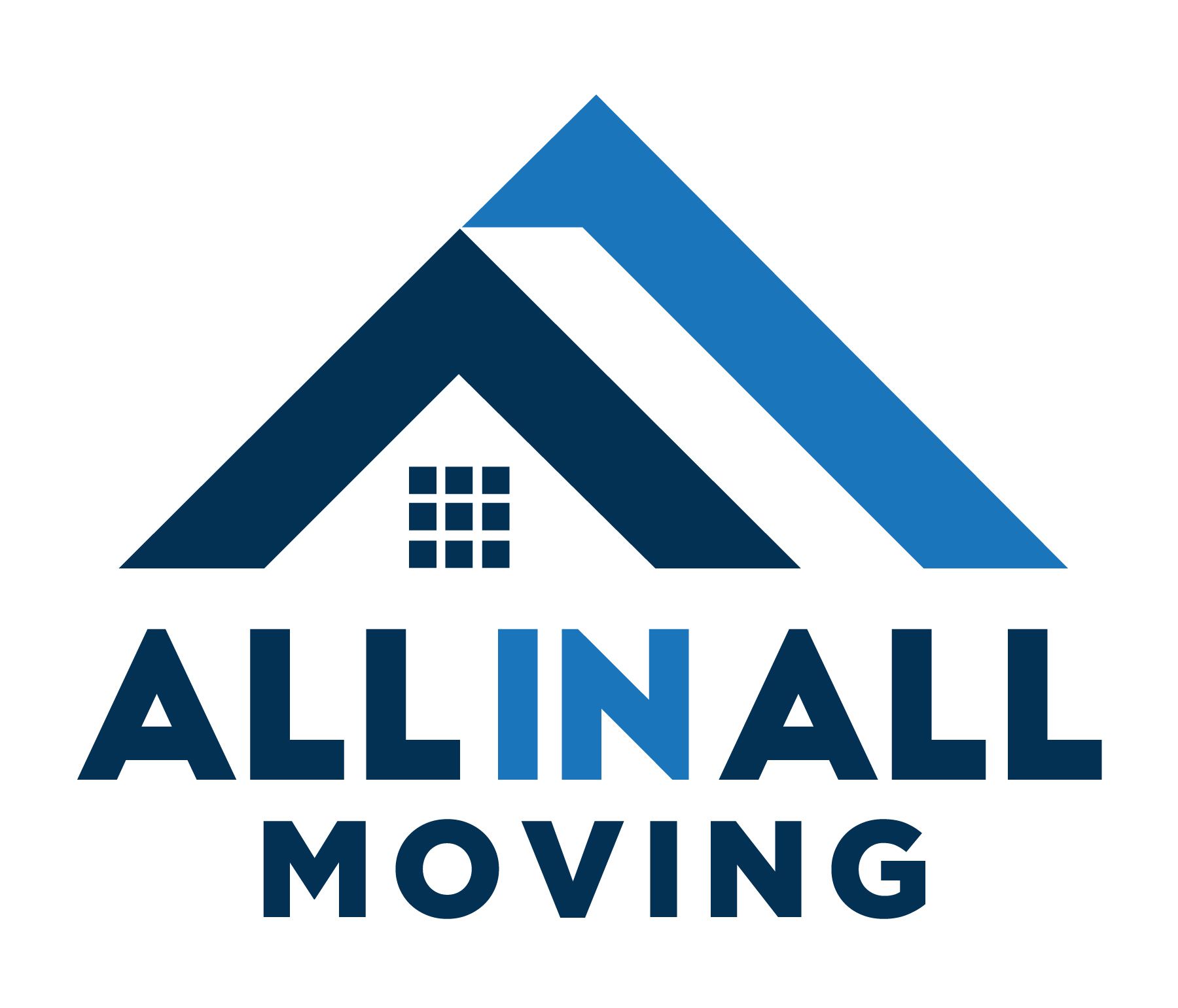 The logo for all in all moving has a house on it.