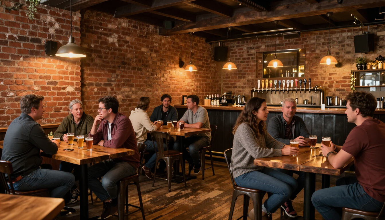 Wnętrze nowoczesnego baru kraftowego