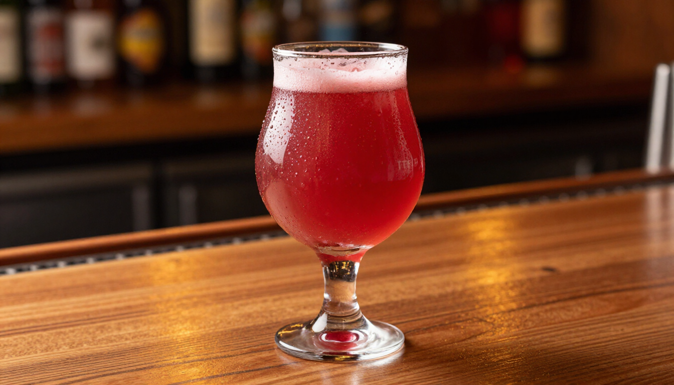 Szklanka orzeźwiającego piwa kwaśnego z owocami w Taproom Wilanów.