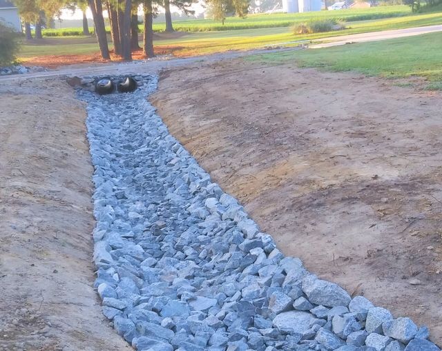 Swale Digging Rock Drainage Swale