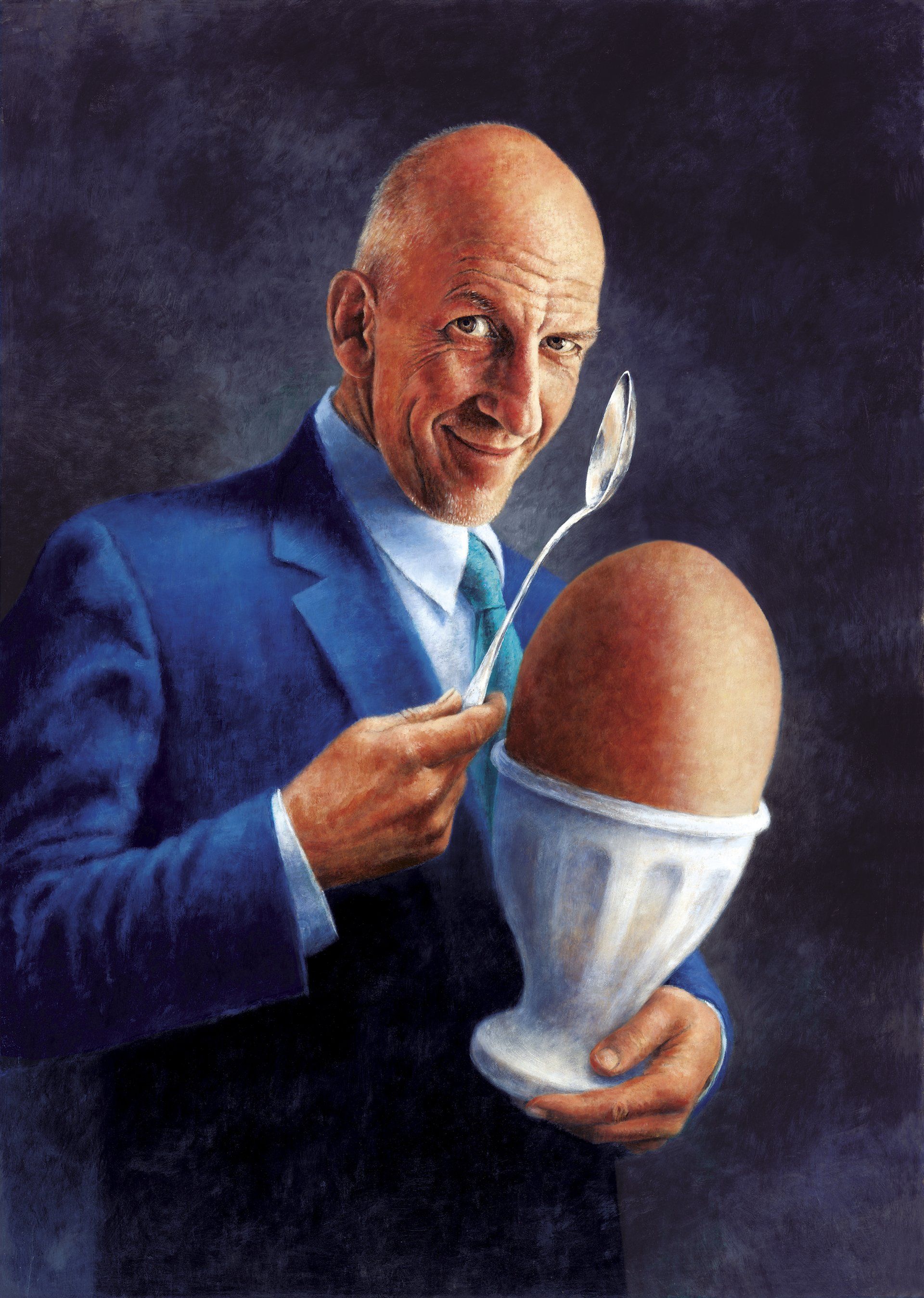 holger jung, owner of the advertising agency jung v. matt / idea and illustration for DIE ZEIT (newspaper) advertising campaignacrylic painting on wood /100 x 70 cm