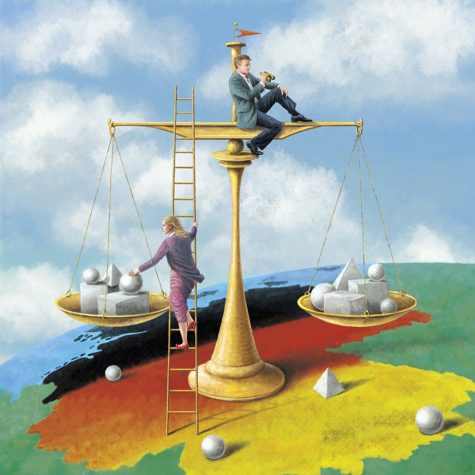 Ludvik Glazer-Naudé, Illustration, Digtal art, Panoramabild, Privatbank, Merck Fink / acrylpainting, adler, acryl, acrylmalerei, landschaft, leuchtturm. immobilien