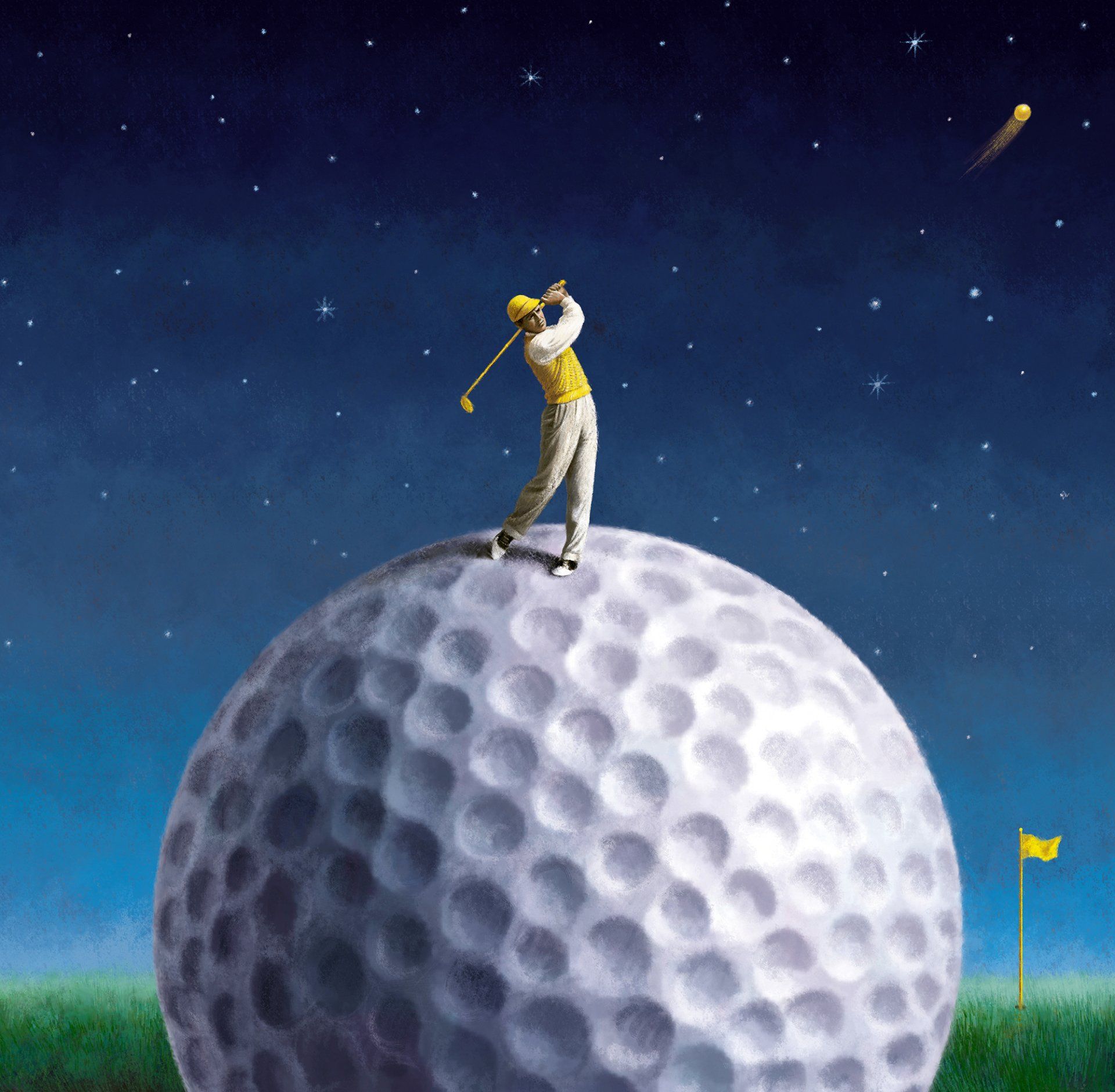 Ludvik Glazer-Naudé, Golfturnier, Charity Veranstaltung, Illustration, Digtal art, Panoramabild, Privatbank, Merck Fink / acrylpainting, adler, acryl, acrylmalerei, landschaft, leuchtturm. immobilien