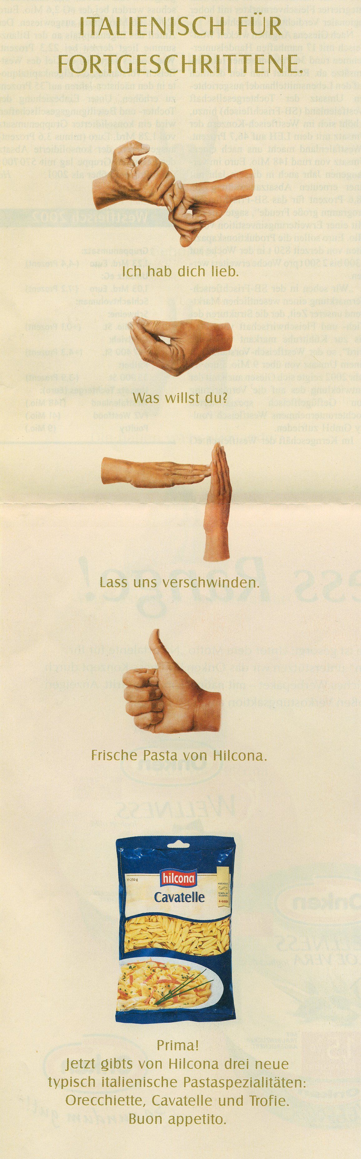 Cavattele, Italienische Nudeln / Motiv für eine Anzeigenserie / Acryl auf Holz