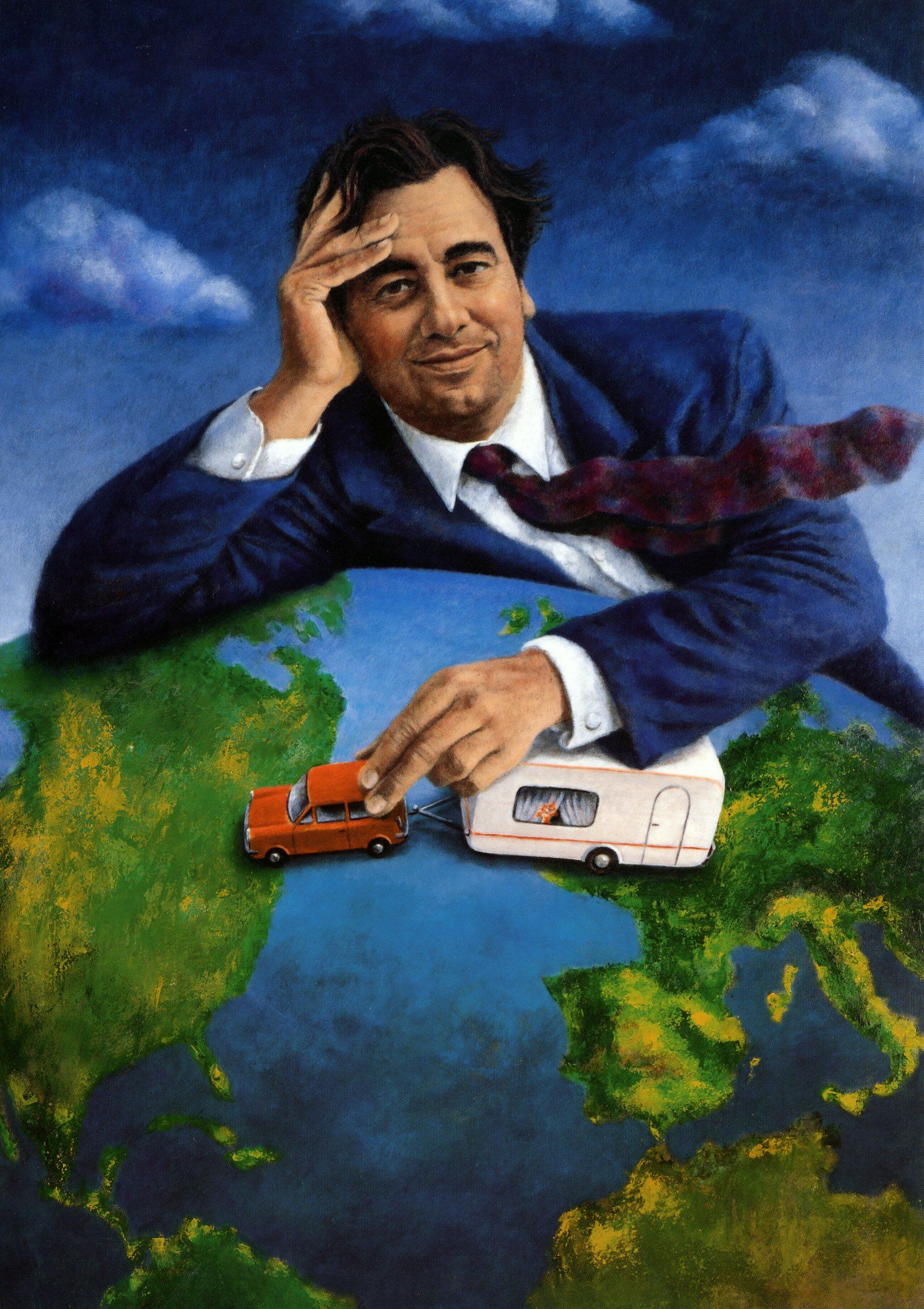 a dutch advertising agency expands to America / Idea and illustration for DIE ZEIT advertising campaign / original: acrylic painting on wood, 100 x 70 cm