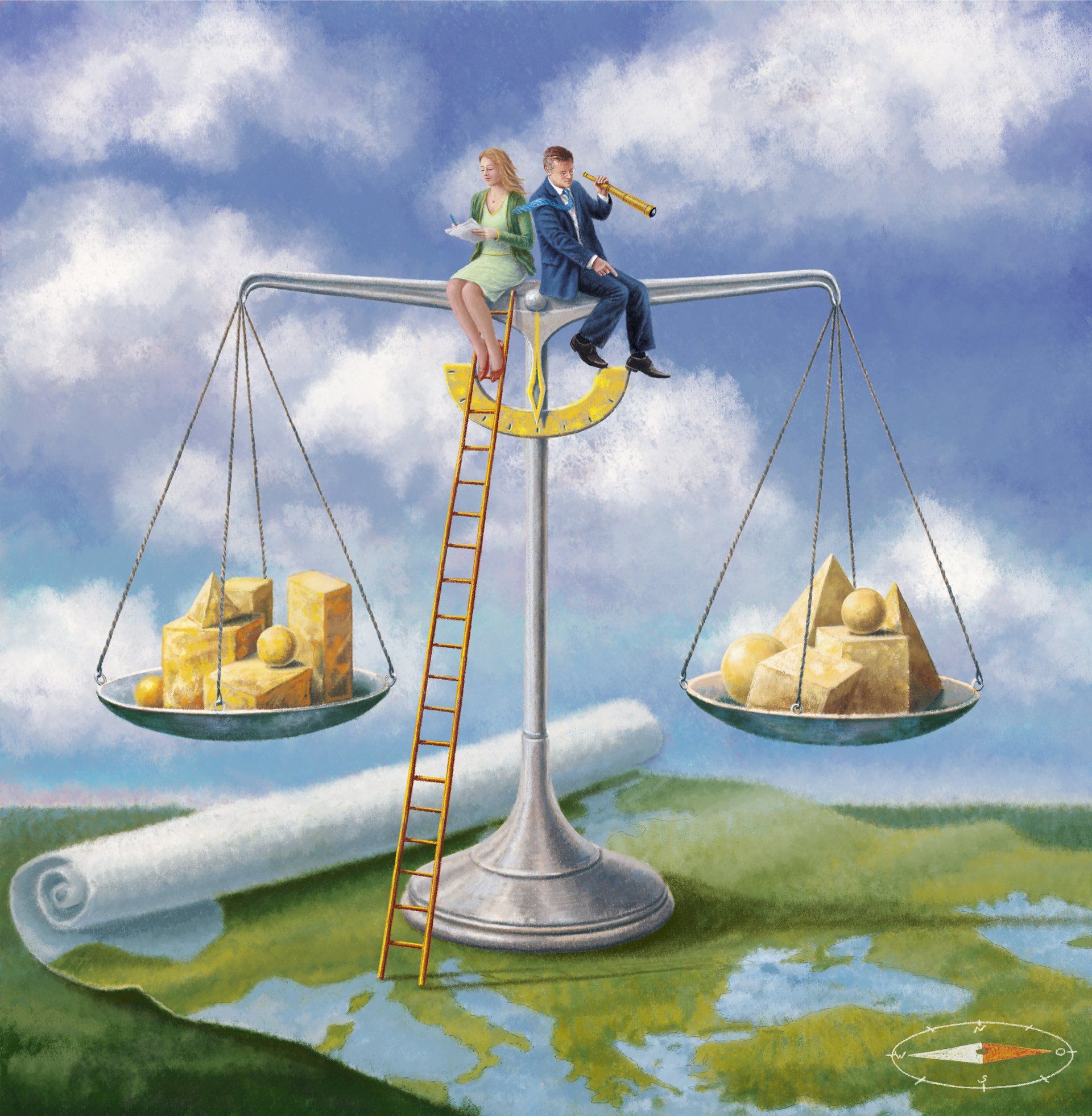 Ludvik Glazer-Naudé, Illustration, Digtal art, Panoramabild, Privatbank, Merck Fink / acrylpainting, adler, acryl, acrylmalerei, landschaft, leuchtturm. immobilien