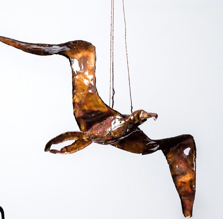 Frigate bird handcrafted in copper by Shane Bower