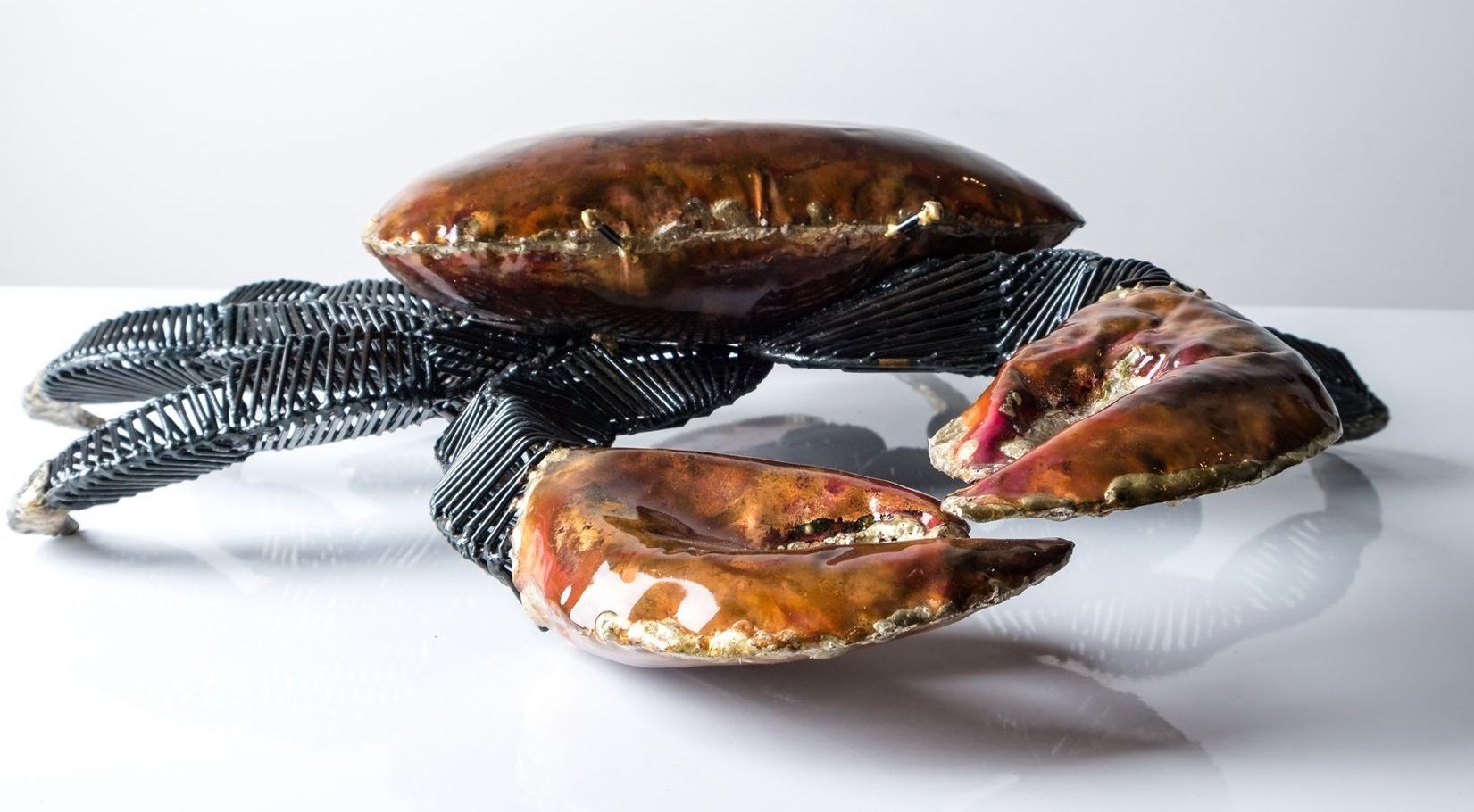 crab handcrafted in copper and steel by Shane Bower Fiji