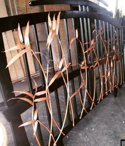 Gates with bamboo shoots handcrafted in copper by Shane Bower Fiji 