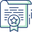 Certificate with a star-shaped seal, representing achievement or recognition.