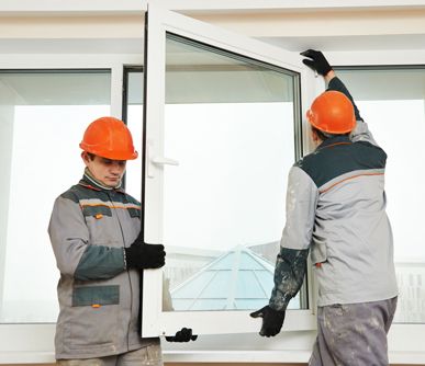 Glass expert installing glass
