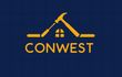 Logo for Vanguard Construction: Yellow house outline with tools, blue and yellow color scheme.