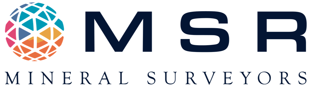 Logo of MSR (Mineral Surveyors) with a globe icon and dark blue letters.