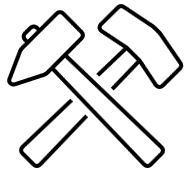 A black and white drawing of a wrench and screwdriver crossed over each other.
